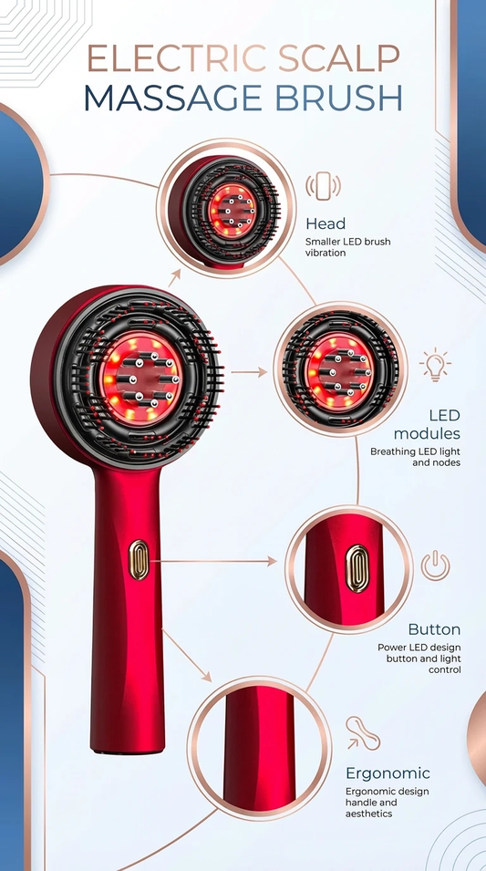 Red Light Scalp Massage Comb    مشط تدليك فروة الرأس تقنية الضوء الاحمر